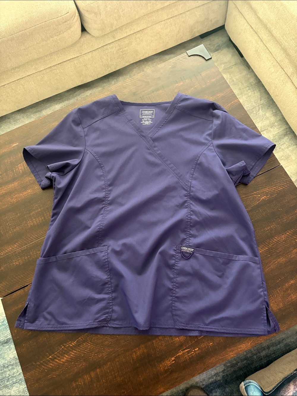 Cherokee Deep Purple V-Neck Medical Scrub Top